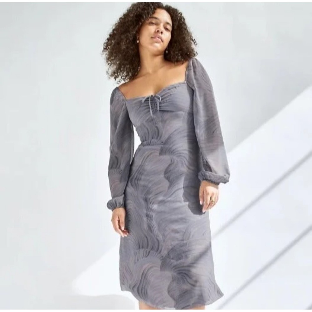 Aritzia‎ Wilfred Jacqueline Dress 2 Grey Purple Midi Dress Coquette Fairycore